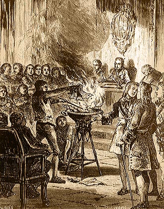 Палач сжигает свободы и привелегии Каталонии, 1714